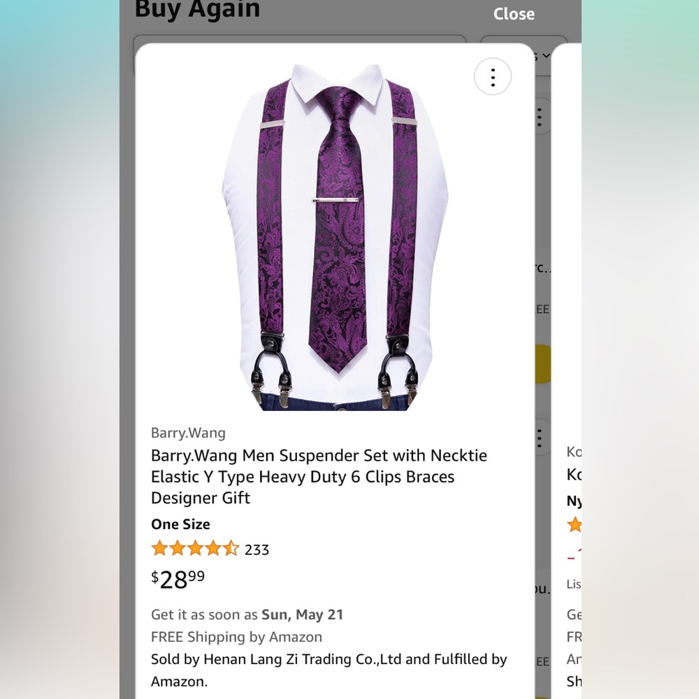 Barry Wang Suspenders and Tie